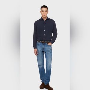 Boglioli Milano Cotton French Collar Olive Green Shirt - sz. 40 neck 15 3/4